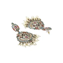 OOMPH Peacock Shaped Jadau Chandbalis image 5