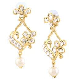 Estele Gold-Plated Peacock Shaped Drop Earrings image 4