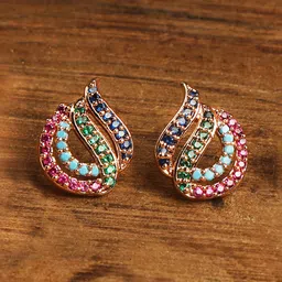 ZINU Rose Gold-Plated & Pink Contemporary Studs Earrings-picture-33