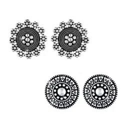 The Pari Set Of 2 Silver-Plated Oxidised Studs Earrings image 5