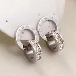 Jewels Galaxy Silver-Plated CZ-Studded Studs Earrings image 3