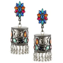 UNIVERSITY TRENDZ Silver-Plated Classic Jhumkas image 3