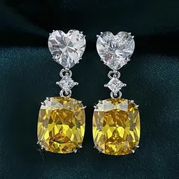 Jewels Galaxy Silver-Plated American Diamond-Studded Drop Earrings image 2