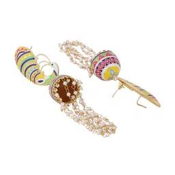 CELEBRAVO Peacock Shaped Beaded Jhumkas image 3