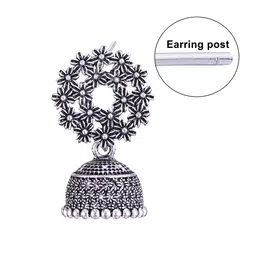 MEENAZ Set of 4 Oxidised Silver Plated Stainless Steel Jhumkas image 5