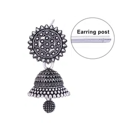 MEENAZ Set Of 2 Silver-Plated Oxidised Jhumkas image 5