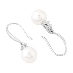 Yellow Chimes Crystal Silver Plated Pearl Drop Earrings image 2