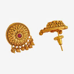 Kushal's Fashion Jewellery Gold-Plated Circular Studs Earrings image 2