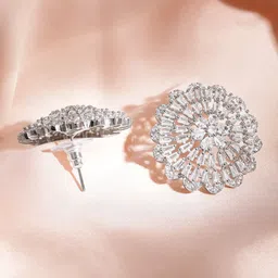 Rubans Rhodium-Plated Cubic Zirconia Studded Studs Earrings image 4