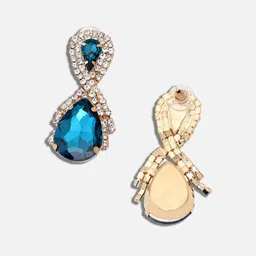 SOHI Blue Teardrop Shaped Drop Earrings image 3