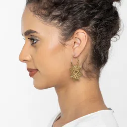 Studio One Love Brass-Plated Contemporary Drop Earrings image 3