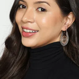 Studio One Love Silver-Toned Contemporary Hoop Earrings image 3