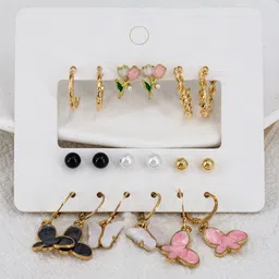 DESTINY JEWELS Set Of 9 Gold Plated Spherical Shaped Studs image 3