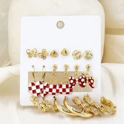 DESTINY JEWELS Set Of 9 Gold-Plated Circular Shaped Studs image 5