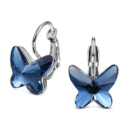 Yellow Chimes Blue Crystal Butterfly designed Clip On Earrings image 3