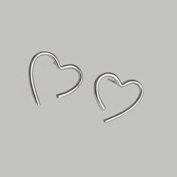 styledose Sterling Silver-Plated Heart Shaped Studs image 3