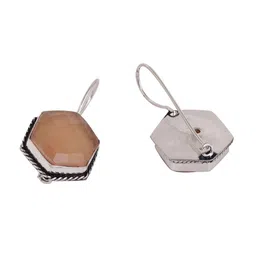 Saraf RS Jewellery Peach-Coloured Geometric Drop Earrings image 5