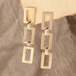 SOHI Gold-Plated Geometric Drop Earrings image 4