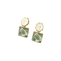 Celestique Artificial Stone Studded Geometric Shaped Drop Earrings image 2