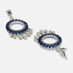 ZENEME Navy Blue Circular Drop Earrings image 3