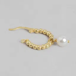 Zavya Gold-Plated & White Circular Hoop Earrings image 5