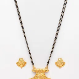 PANASH Gold-Plated Beaded Handcrafted Mangalsutra With Earrings image 3