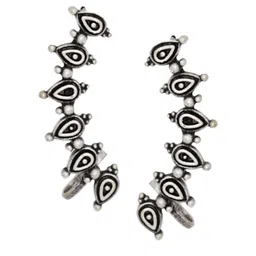 TEEJH Silver-Toned Contemporary Ear Cuff Earrings image 3