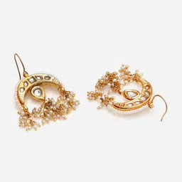 DUGRISTYLE Gold-Plated Kundan Studded Contemporary Jhumkas image 4