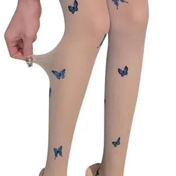 chacko Women Pantyhose Butterfly Printed Sheer Thin Long Stockings Tights Summer One Size image 1