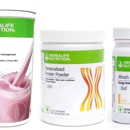 HERBALIFE Weight Loss Combo (Formula 1 Shake - Rose Kheer Flavor, Protein Powder 200G, Afresh - Ginger Flavor) Combo (750 Grams) image 1