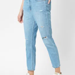 Kraus Jeans Women Slim Fit High-Rise Mildly Distressed Light Fade Jeans image 3