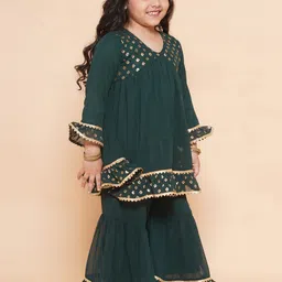Aj DEZInES Girls Ethnic Motif Printed Empire Gotta Patti Kurti with Sharara & Dupatta image 5