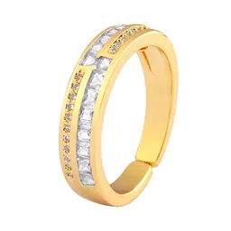 ZIVOM Women 18K Gold-Plated Cubic Zirconia Studded Finger Ring image 3