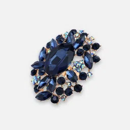 SOHI Gold-Plated & Blue Stones-Studded Finger Ring image 3