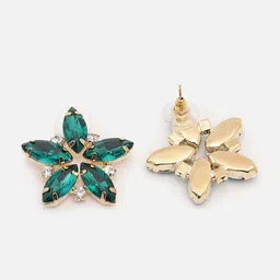 SOHI Green & Gold-Plated Contemporary Studs Earrings image 3
