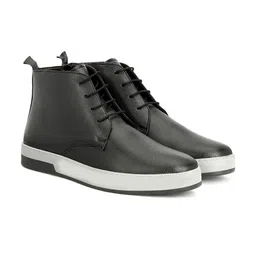 SHOZANIA Men Leather Lace-Up Leather Mid-Top Boots image 2