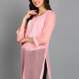 VAHSON Ethnic Motifs Embroidered Chikankari Pure Georgette Chikankari Kurti image 3