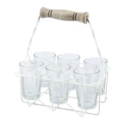 MARKET99 Transparent Solid Metal 7-Pieces Tea Stand & Glass Set image 4
