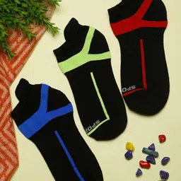 MUTAQINOTI Men Pack Of 3 Assorted Ankle Length Antimicrobial Socks image 2