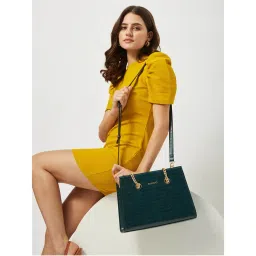FARGO Elevate Croco Textured Green Handbag with Detachable Strap (S)-picture-12