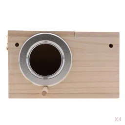 CALANDIS™ 4Pc Wood Wild Bird Nest Box Nesting Feeding Feeder Station House & Stick | Birdhouses | Bird & Wildlife Accessories | Yard, Garden & Outdoor Living image 3