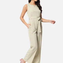 ALL WAYS YOU Notched Neck Belted Basic Jumpsuit image 3