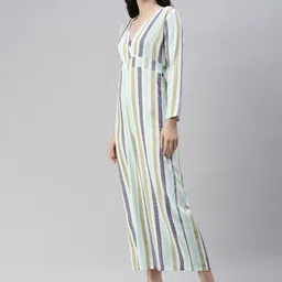 SHOWOFF White & Blue Striped Basic Jumpsuit image 3