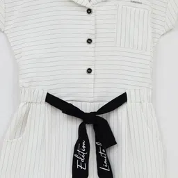 Peppermint Girls White & Black Striped Basic Jumpsuit image 3
