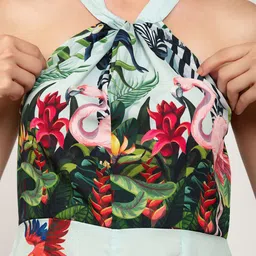 iki chic Green & Red Halter Neck Printed Basic Jumpsuit image 5