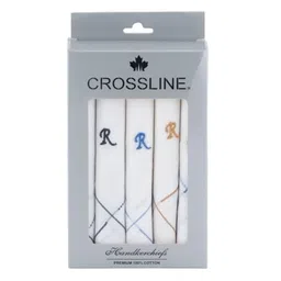 crossline Men's Initial Monogram (A-Z) Embroidery 100% Pure Cotton Handkerchief | White Base With Colored Border | Handkerchiefs For Men Cotton Soft - (Pack of 5) image 2
