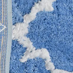 Aura Turquoise Blue Geometric Rectangular Anti Skid 1850 GSM Bath Rug image 5