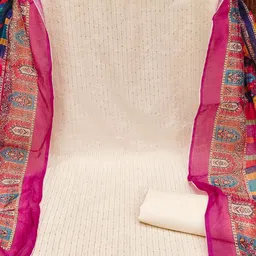 Leeza Store Striped Embellished Sequinned Unstitched Dress Material image 2