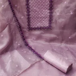 Panzora Embroidered Organza Unstitched Dress Material image 4