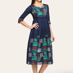 True Shape Abstract Printed Maternity Fit and Flare Midi Dress image 4